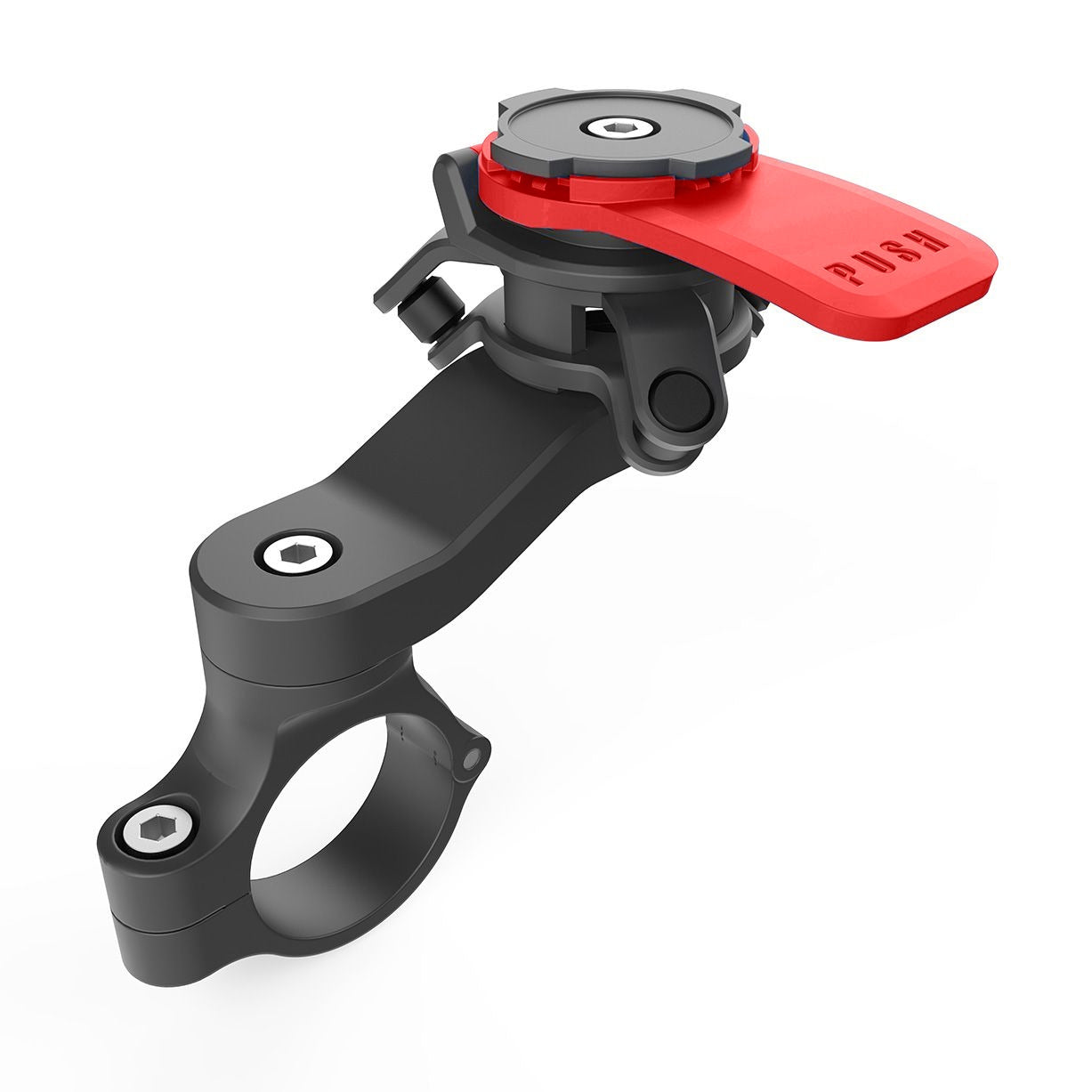 Quad lock phone holder with vibration dampener attached