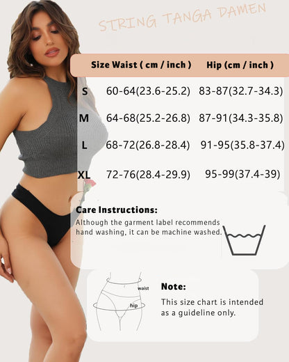 UK Underwear Women's Soft Cotton Thongs – 6 Pack, Breathable and Seamless Hipster Knickers, No VPL, Everyday Comfort