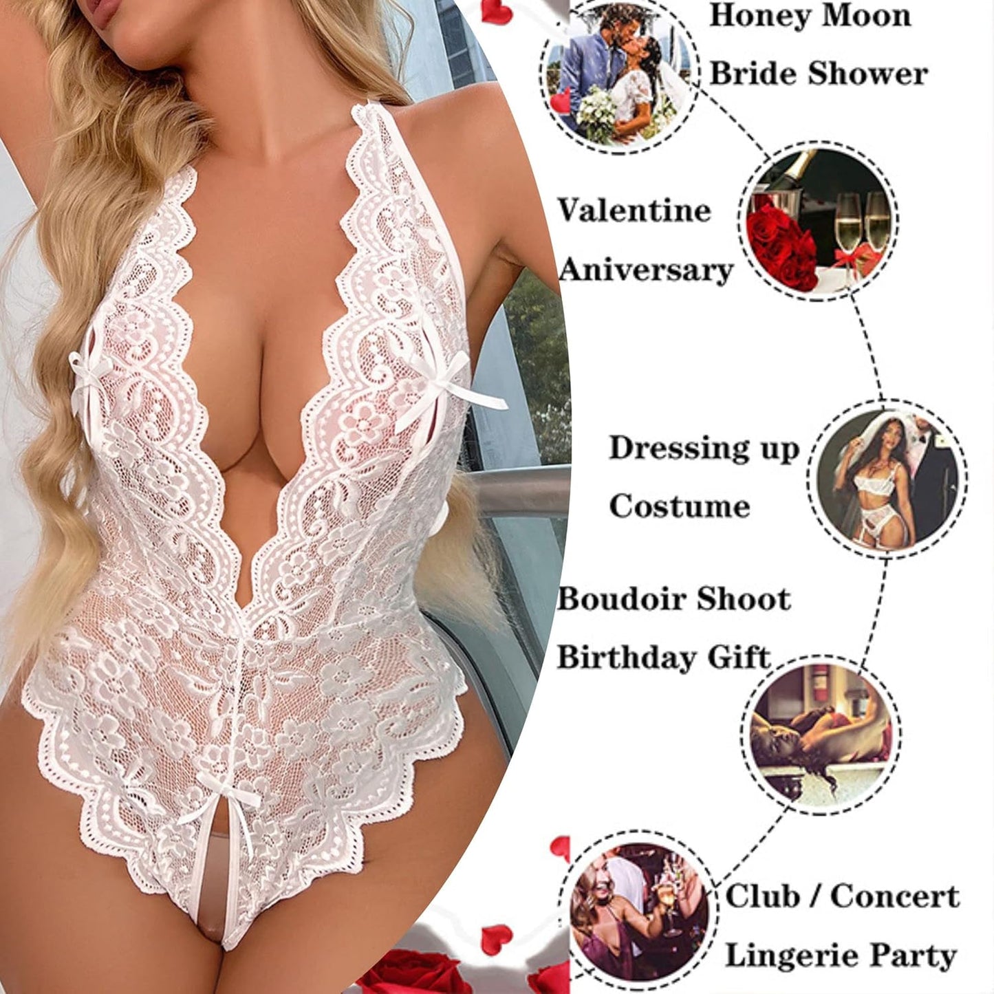 Laven & Ivory Lace Bodysuit for Women - One Piece Lingerie