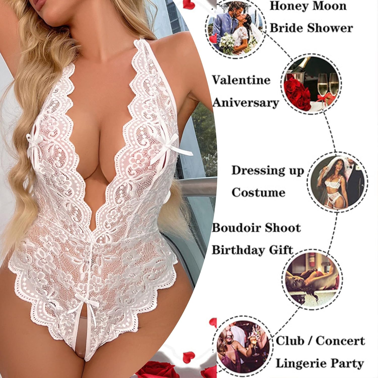Laven & Ivory Lace Bodysuit for Women - One Piece Lingerie