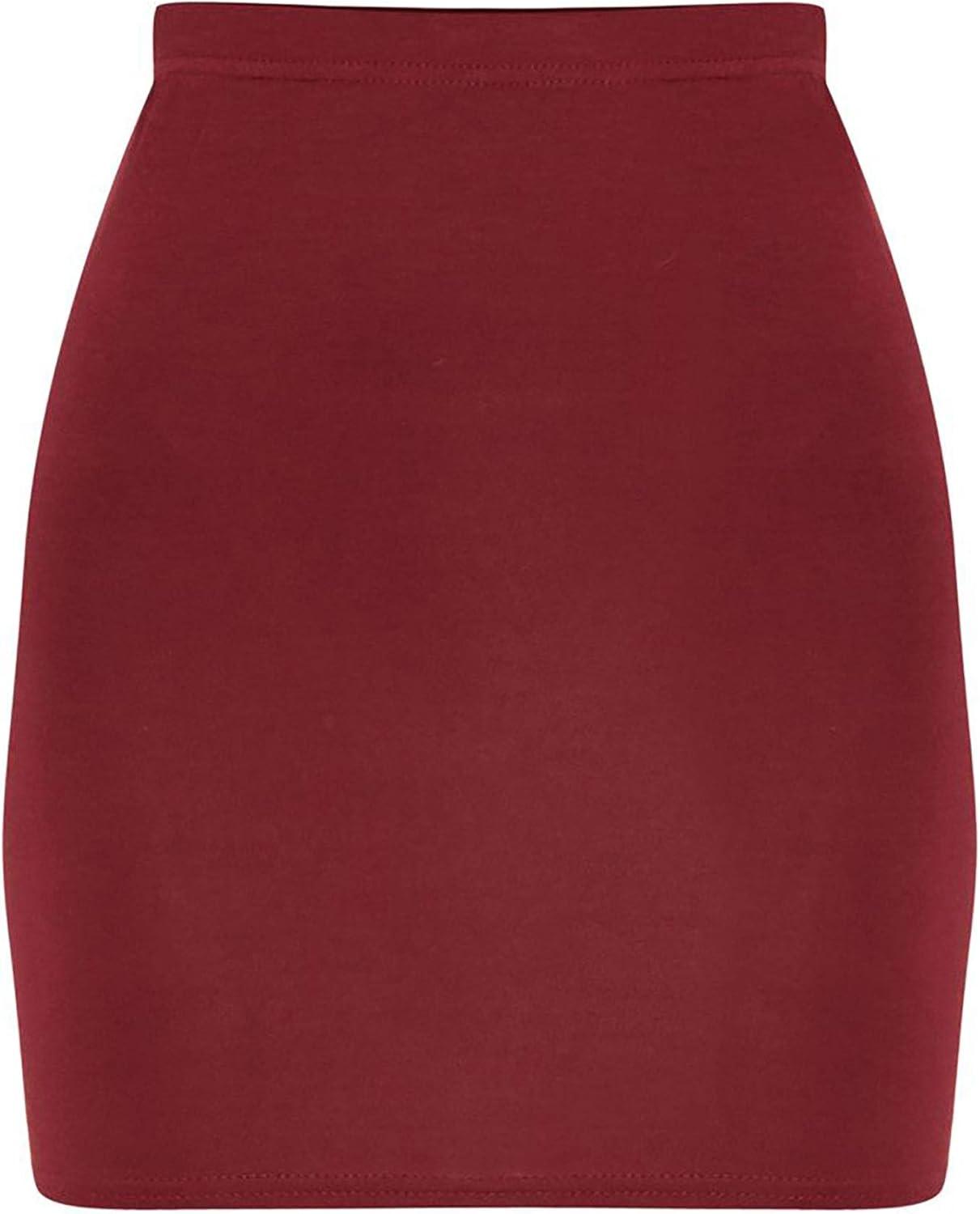 Wine skirt with smooth fabric and elastic waistband. Classic, form-fitting design for versatile wear