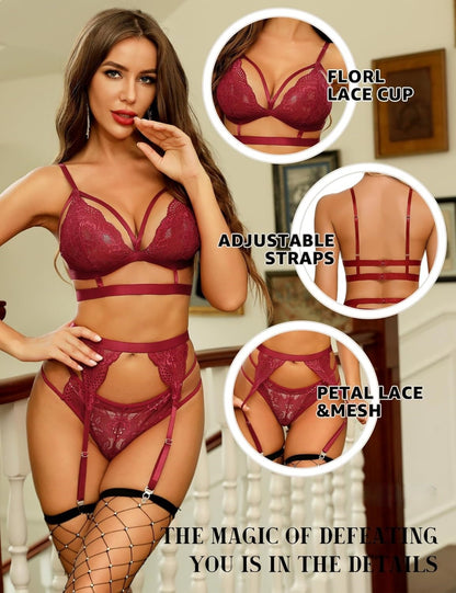 Laven & Ivory Lace Bodysuit for Women - One Piece Lingerie - Floral Lace