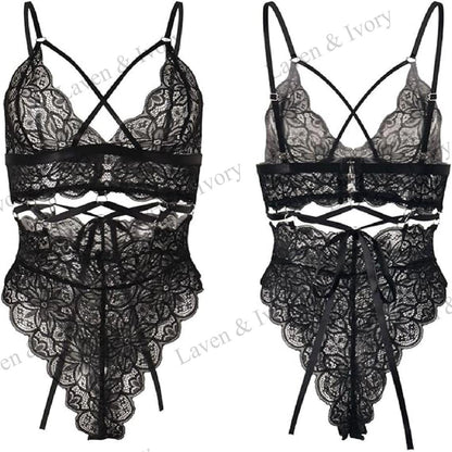 Laven & Ivory Lace Babydoll Nightwear for Women - Floral Lace