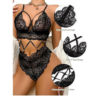 Black mesh lace babydoll – additional view