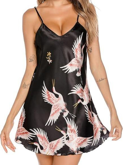 Laven & Ivory Satin Nightdresses for Women UK Strap Chemise Silk Nighties for Women Soft Ladies Night Dress Nighty V Neck Negligees Nightwear