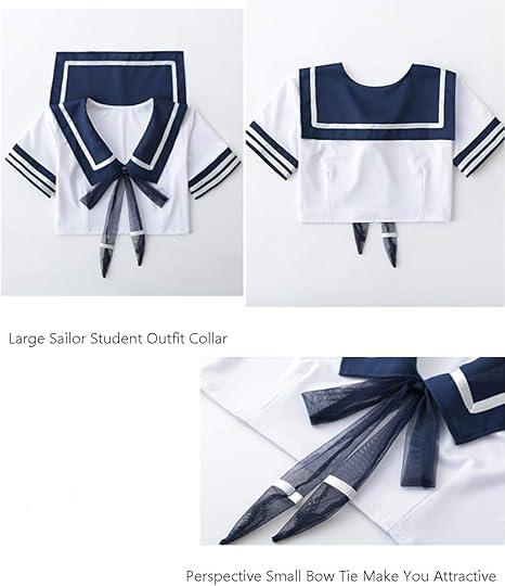 Laven & Ivory Cosplay School Uniform 3-Piece Set (Top, Pleated Skirt, G-String), Yuzu Party Outfit, Innocent Split Student Uniform, Suitable For Valentine's Day, Halloween, Kawaii Role Play Sailor Suit