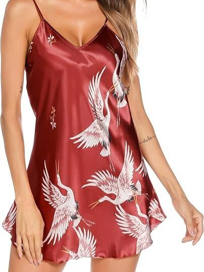 Laven & Ivory Satin Nightdresses for Women UK Strap Chemise Silk Nighties for Women Soft Ladies Night Dress Nighty V Neck Negligees Nightwear