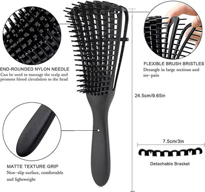 Detangling Hairbrush for Curly, Coily, Wavy, & Straight Hair | Wet & Dry Hair | Reduces Breakage & Knots