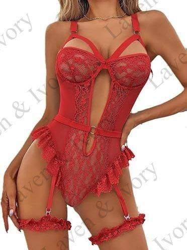 Laven & Ivory Lace Bodysuit for Women - One Piece Lingerie - Floral Lace