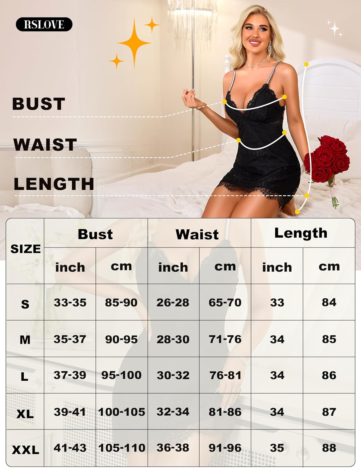 Babydoll Lingerie for Women - Sexy Lace Nightwear Backless Chemise Outfits Negligees - Eyelash Lace Lingerie