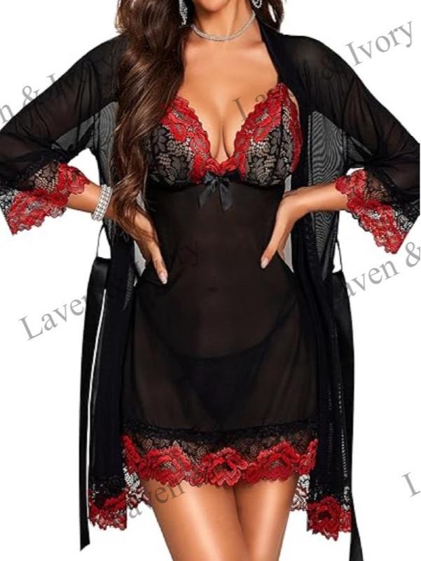 Laven & Ivory Lace Babydoll Nightwear for Women