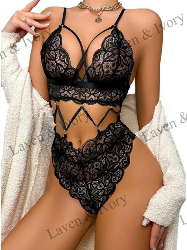 Laven & Ivory Lace Babydoll Nightwear for Women - Floral Lace