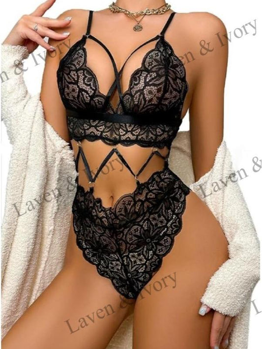 Laven & Ivory Lace Babydoll Nightwear for Women - Floral Lace