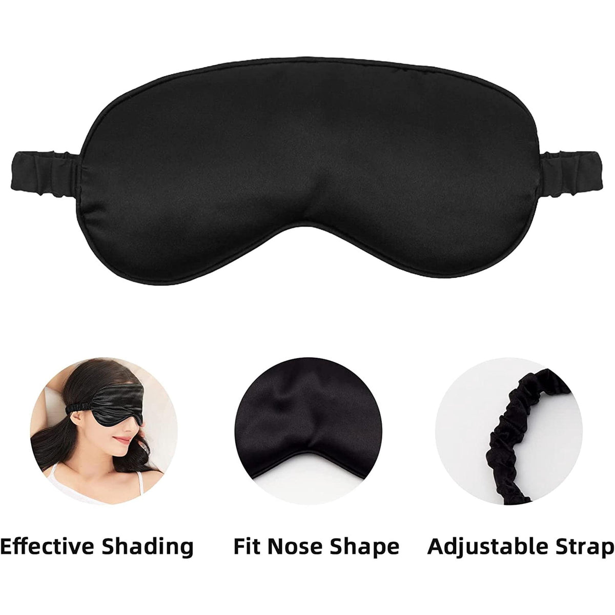 Laven & Ivory Satin Blackout Sleep Eye Mask – Black