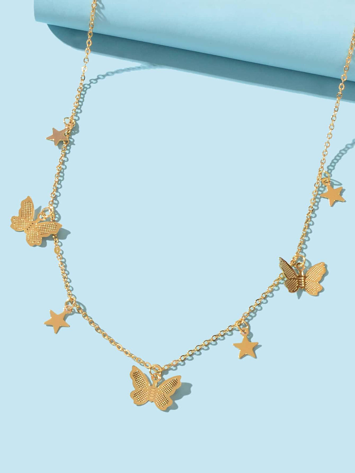 Laven & Ivor Gold-Tone Butterfly & Star Charm Necklace