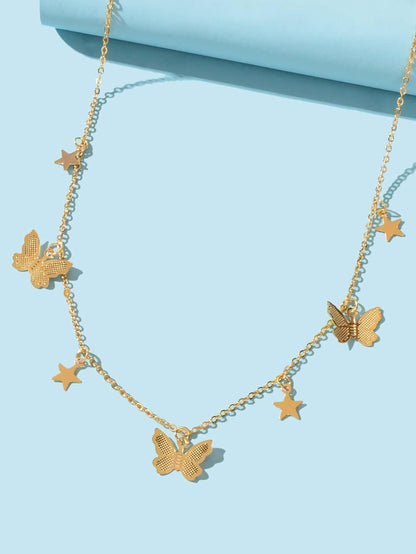 Laven & Ivor Gold-Tone Butterfly & Star Charm Necklace